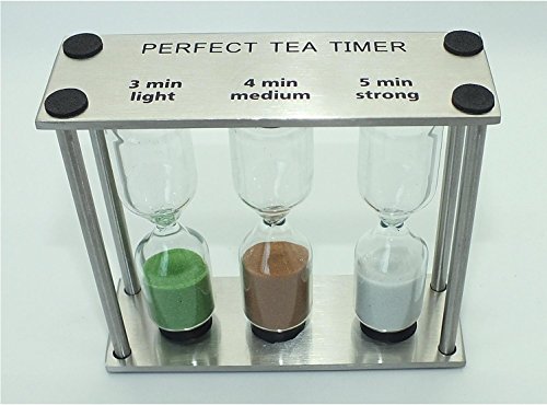 Teatimer, Teeuhr, Sanduhr, drei Zeiten, Edelstahl, Glas