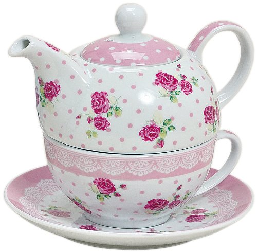 Porzellan Tea for one Set 3-teilig Teekanne mit Tasse & Untertasse