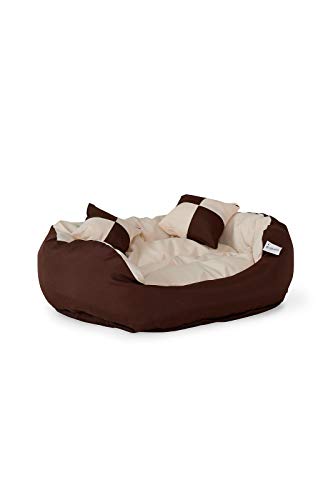 dibea DB00110 Hundebett – Hundekissen, Hundesofa abwischbar mit Wendekissen, 65 x 50 x 20 cm, braun/beige