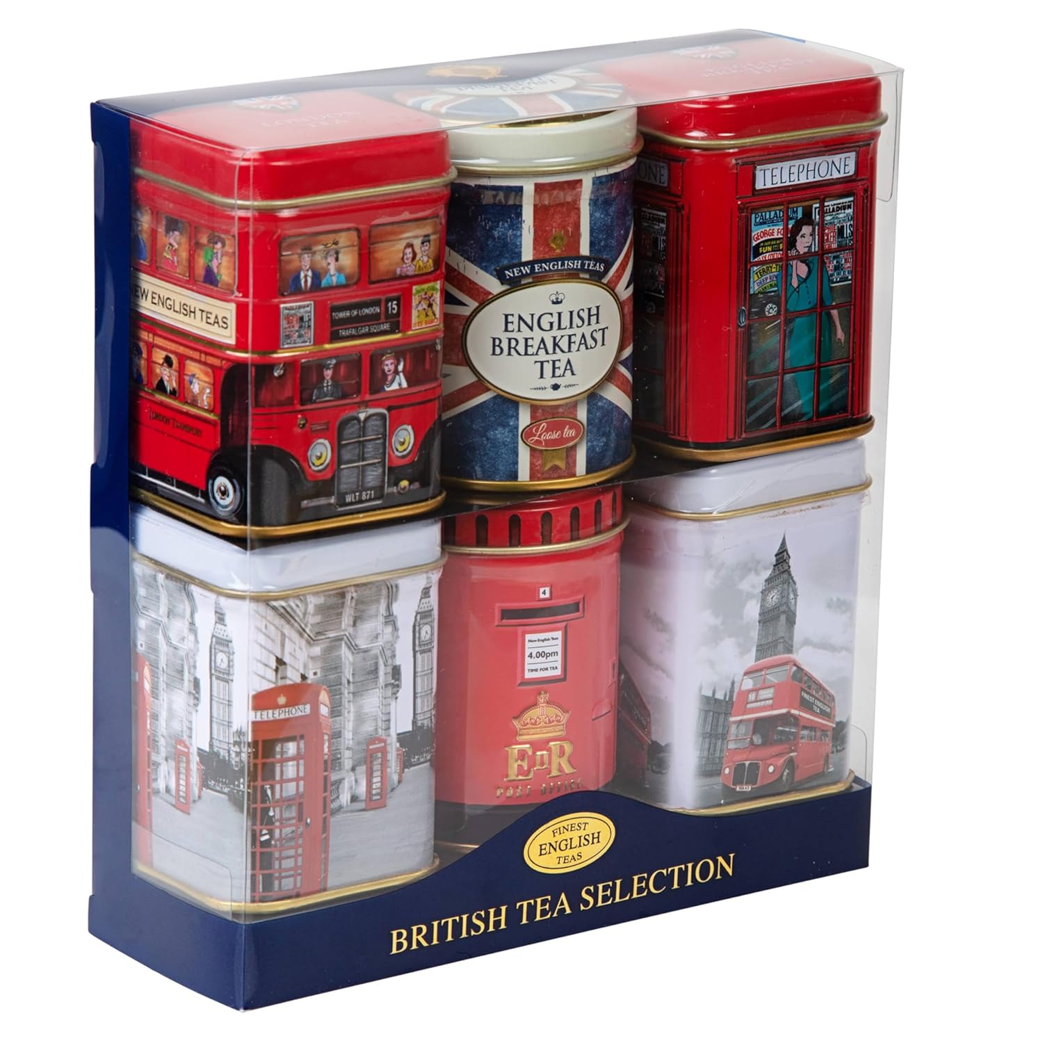 Best of Britain Geschenkset: 6 x kleine Teedosen mit losem Tee