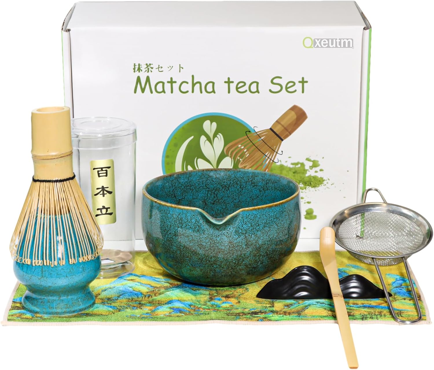 Matcha Set 7-teiliges Premium Matcha Tea Set mit Matcha Schale mit Ausgießer & Bambus-Chasen