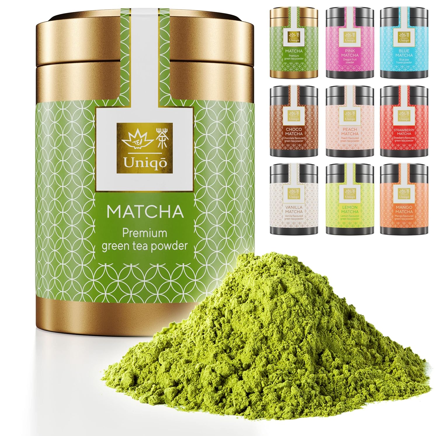 Tea Uniqo – Premium Matcha Pulver – Ideal zum Trinken, extrafein – Matcha Tee Pulver auch geeignet für Eis, Latte
